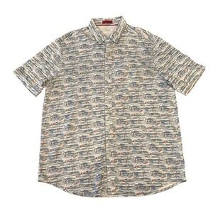 Age of Wisdom Surfboard Print Button Up Shirt XL Collared Short Sleeve Vacation